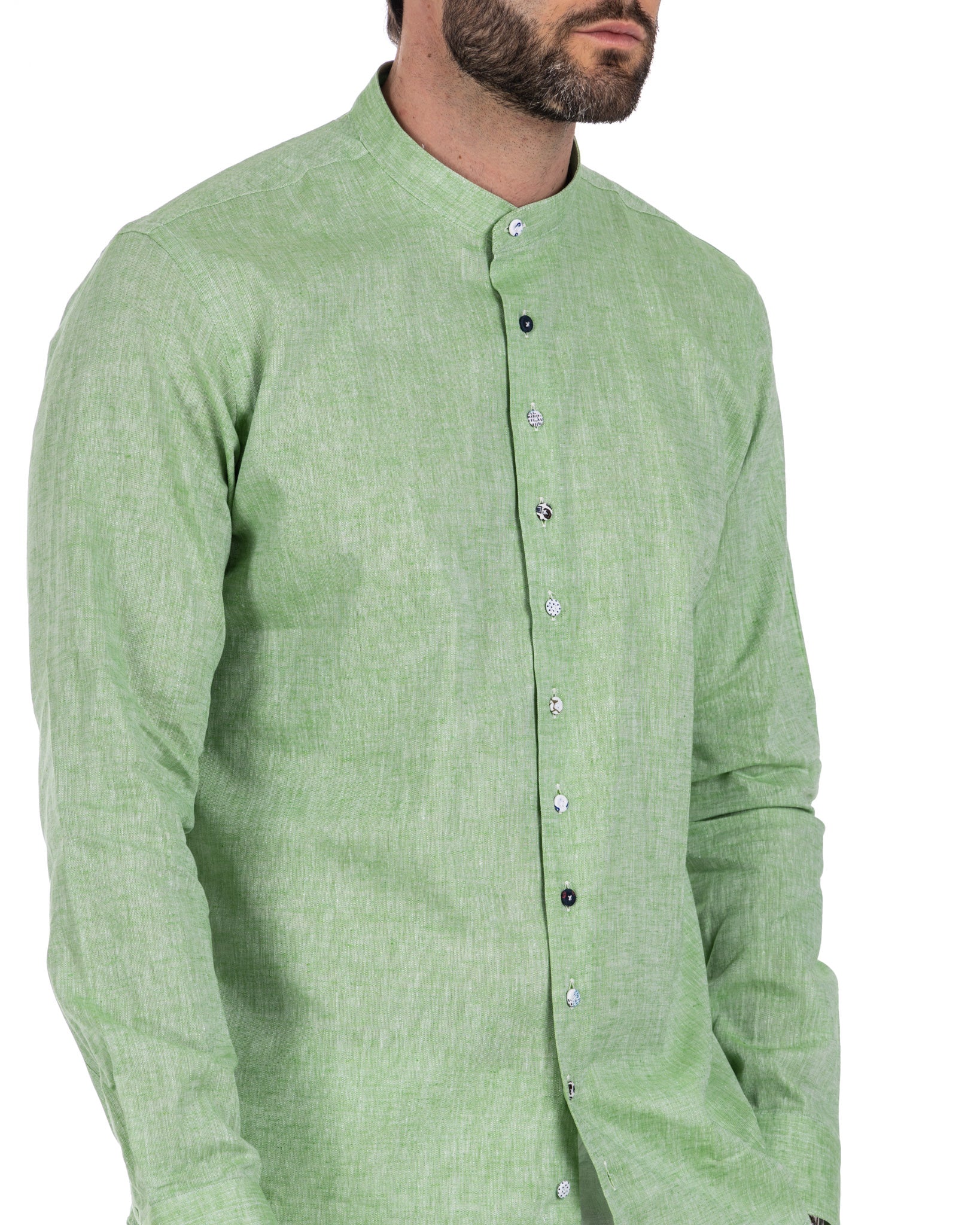 Positano - green linen Korean shirt