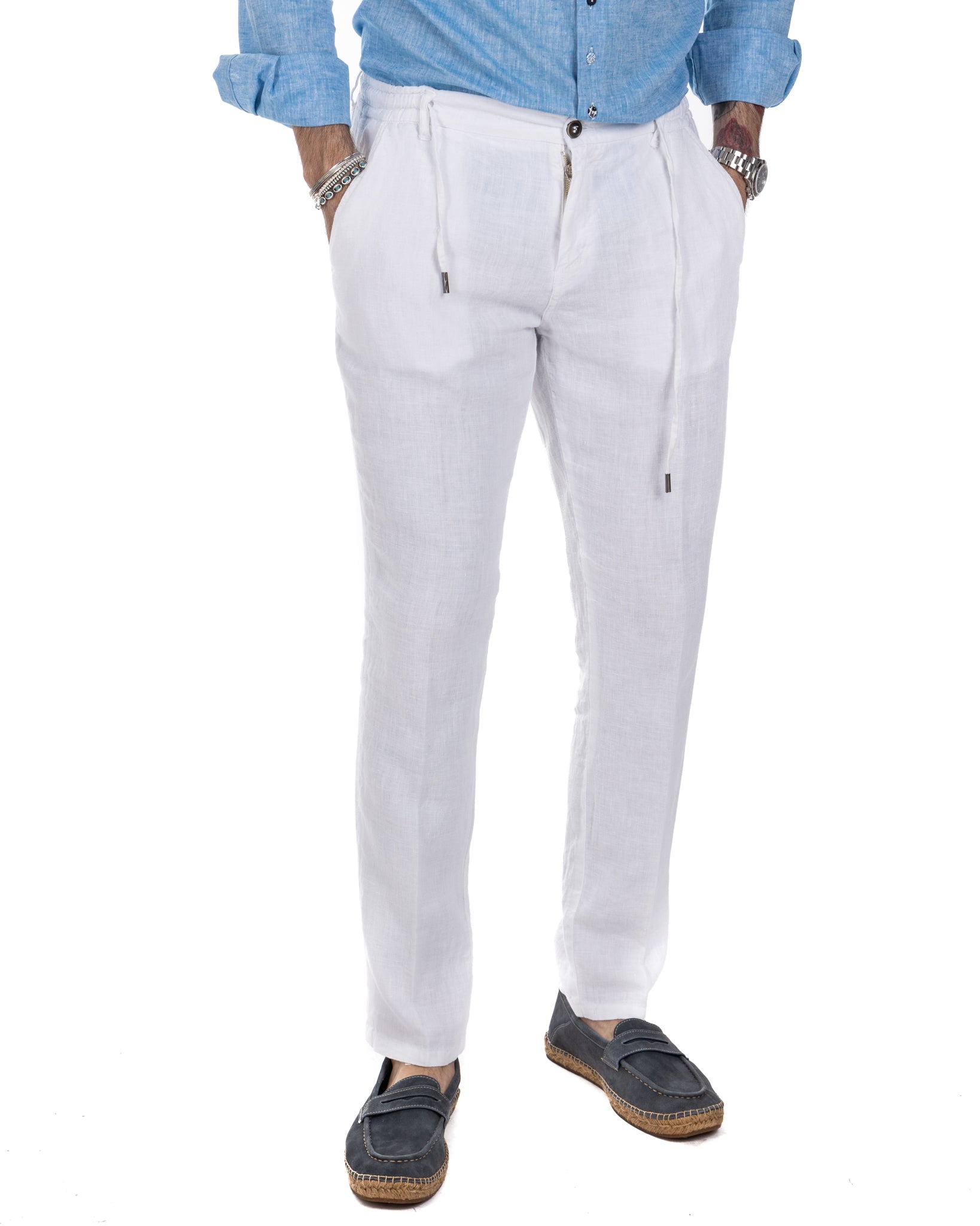 Gustave - pantalon en pur lin blanc