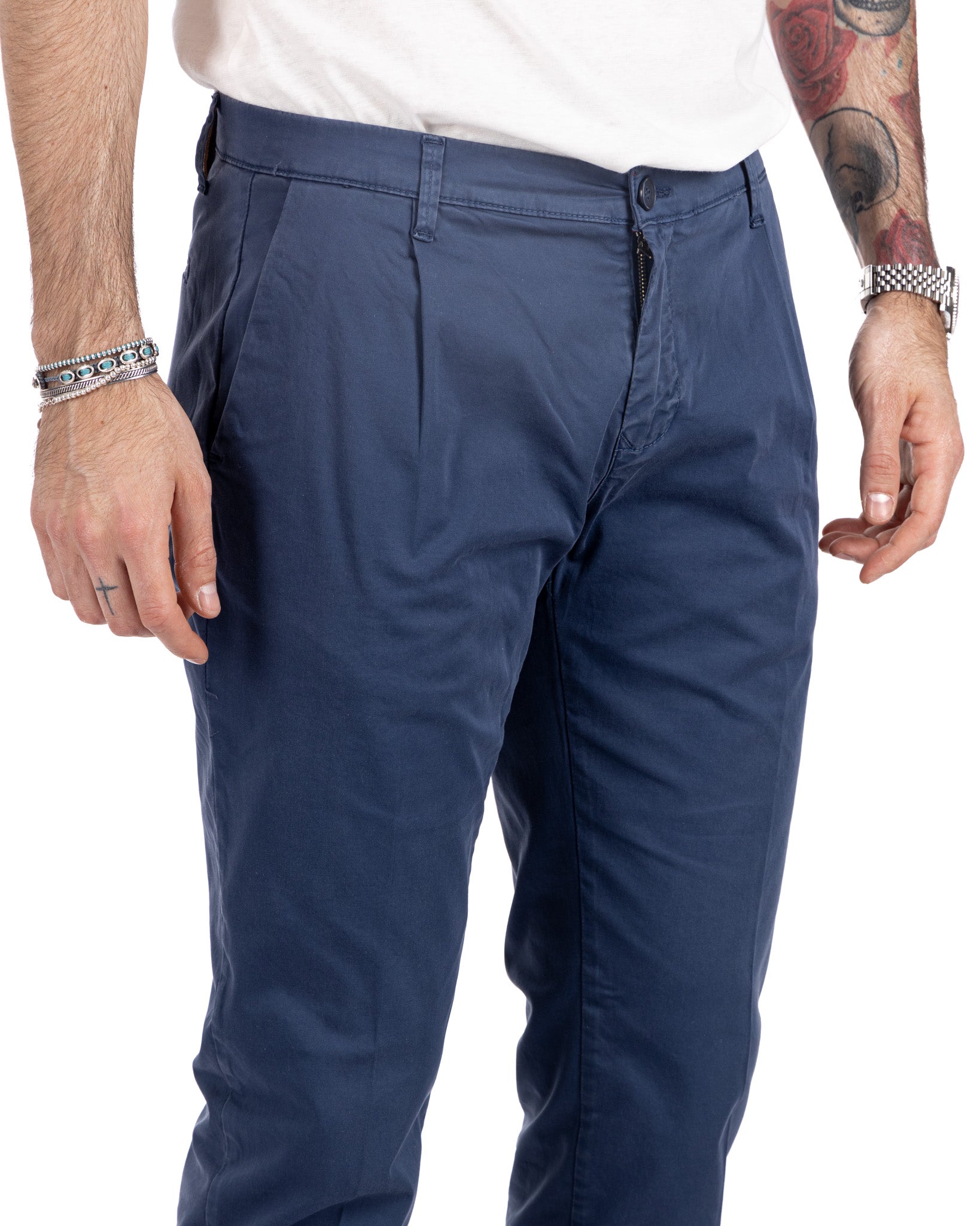 Miles - pantalone con pinces blu