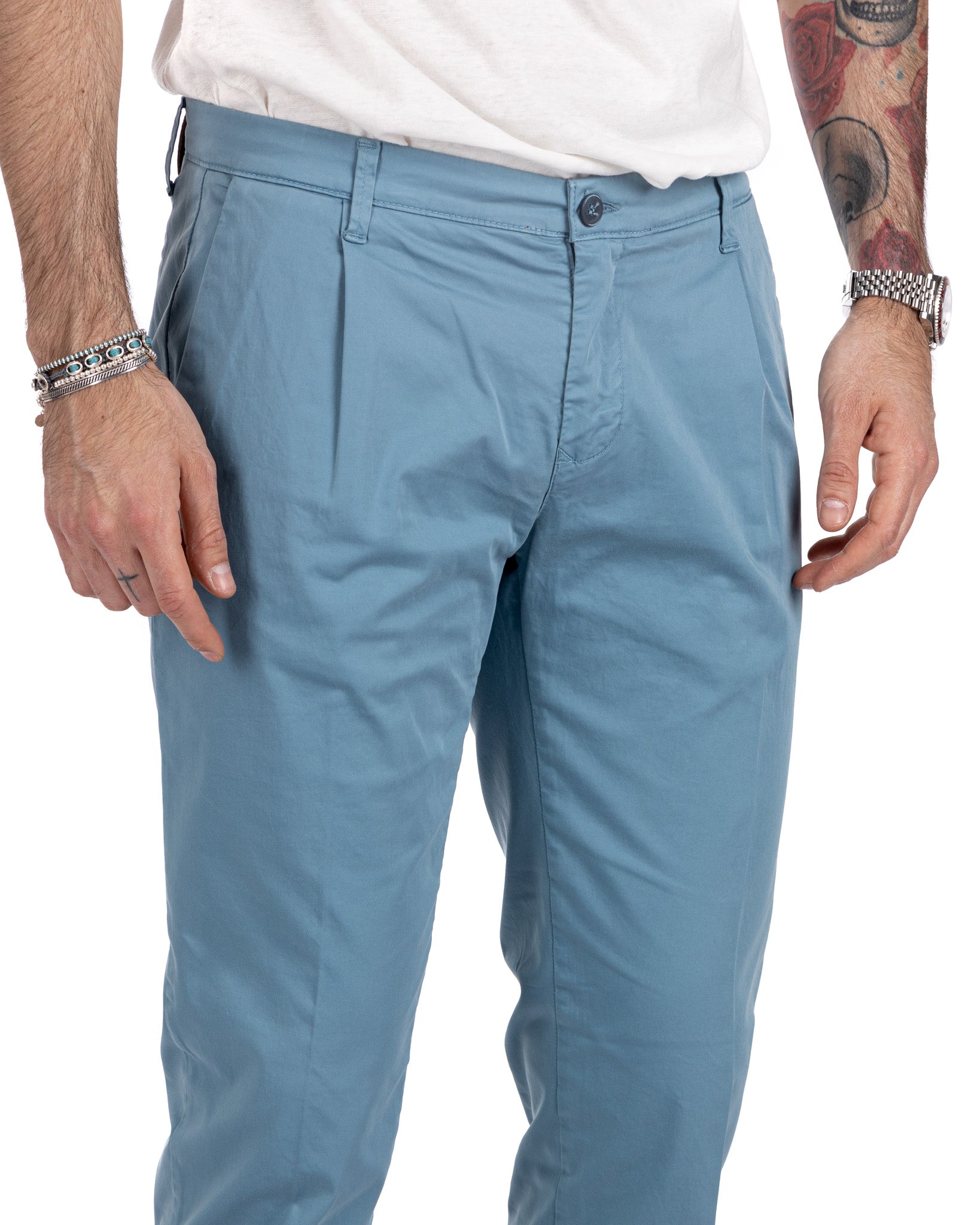 Miles - pantalone con pinces ottanio