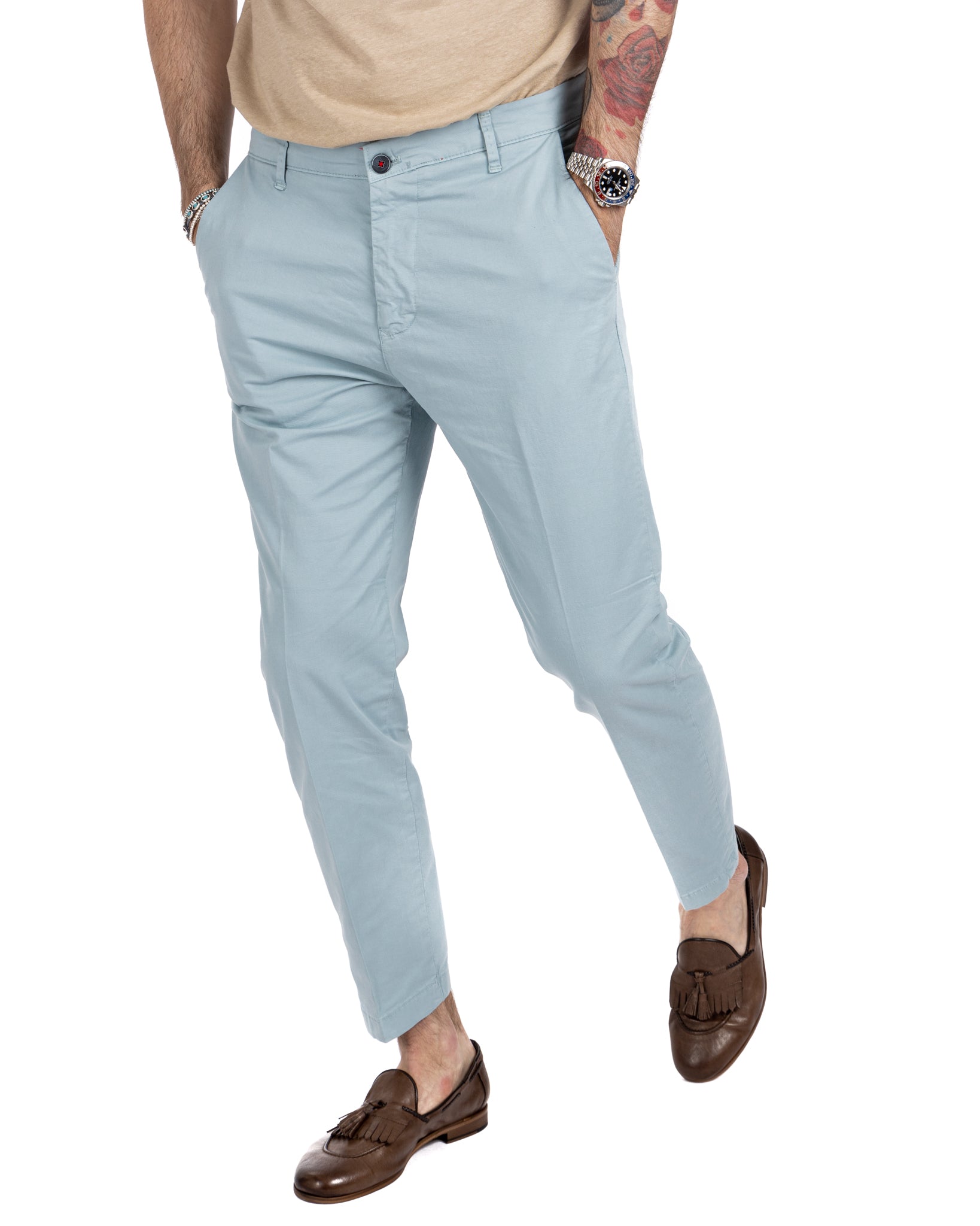 Lauren - light blue capri trousers