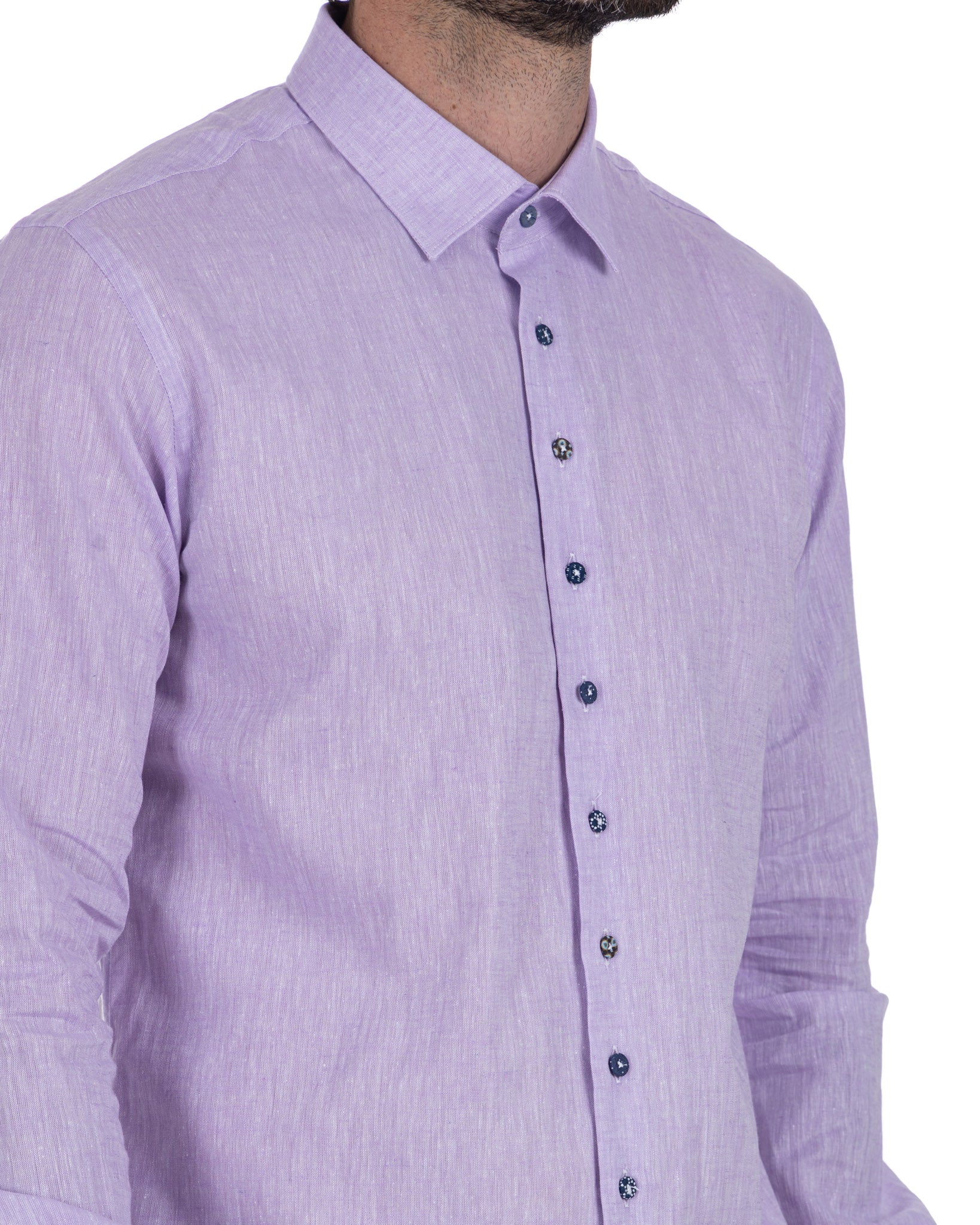 Praiano - camicia francese in lino lilla