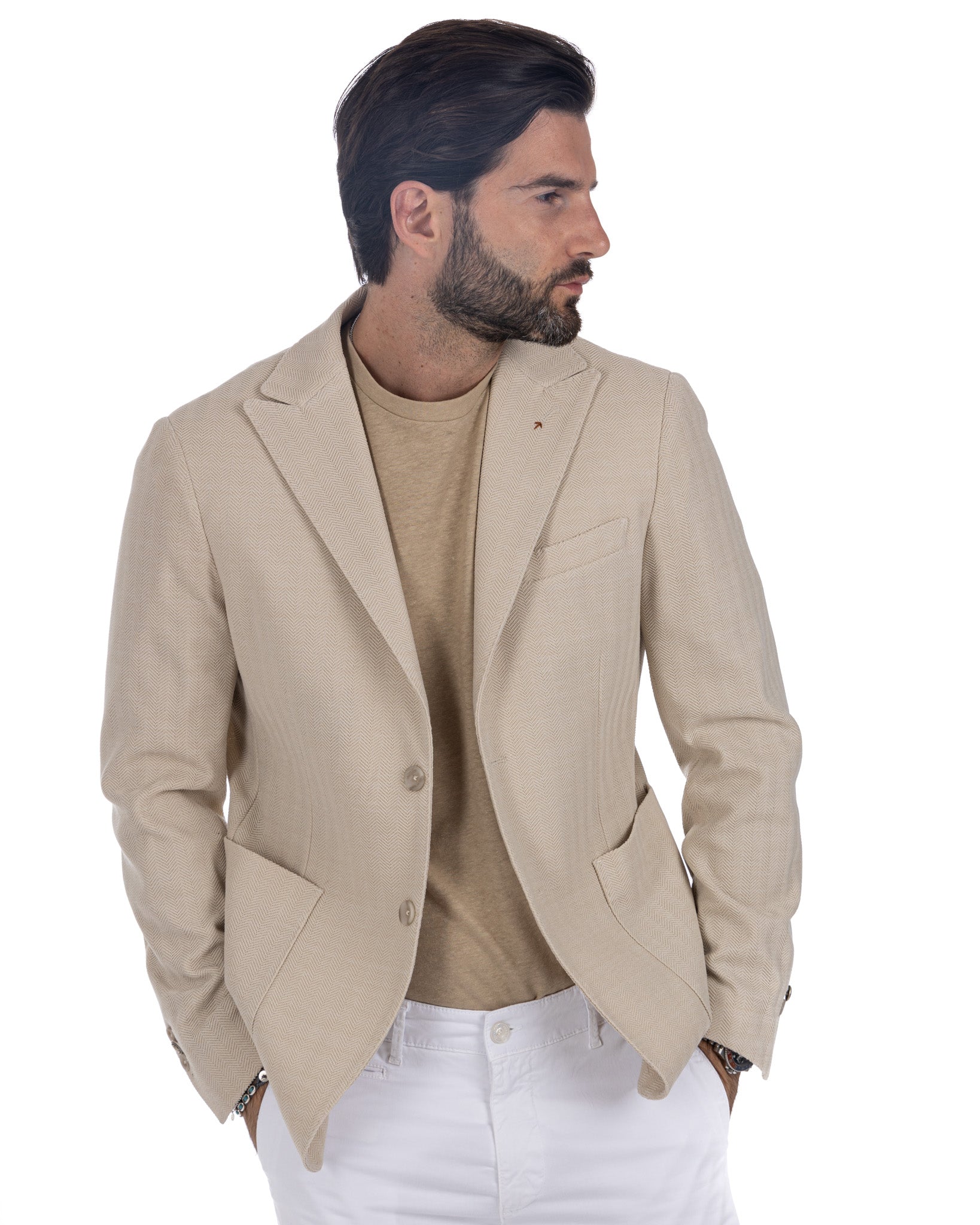 Noto - beige solaro single-breasted jacket