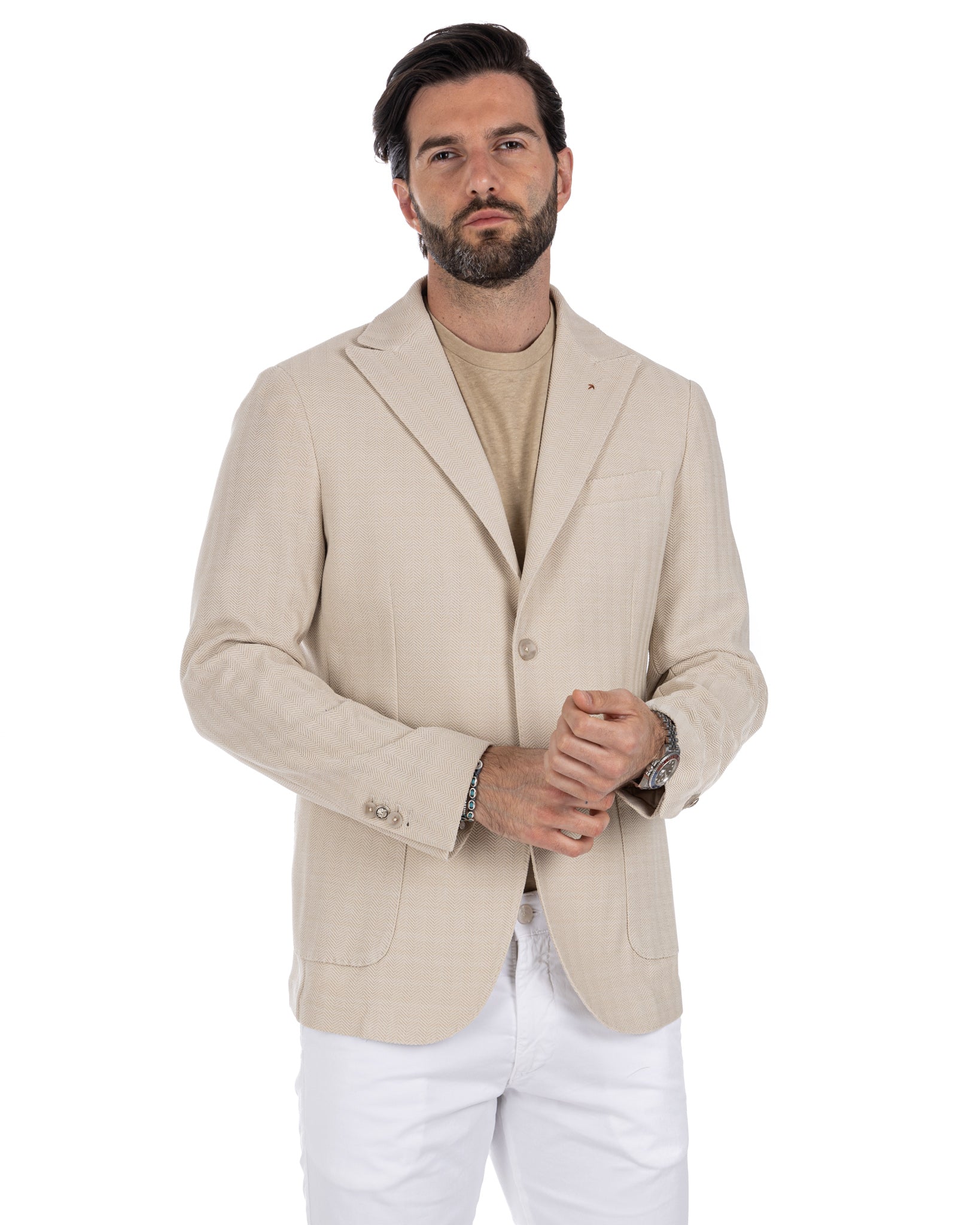 Noto - beige solaro single-breasted jacket