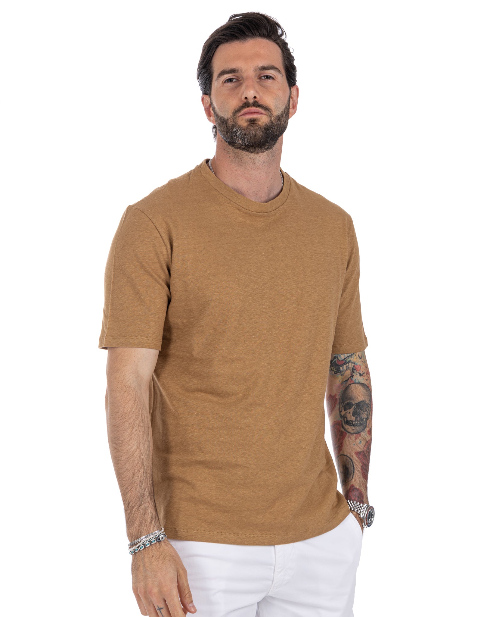 Favignana - t-shirt en lin camel