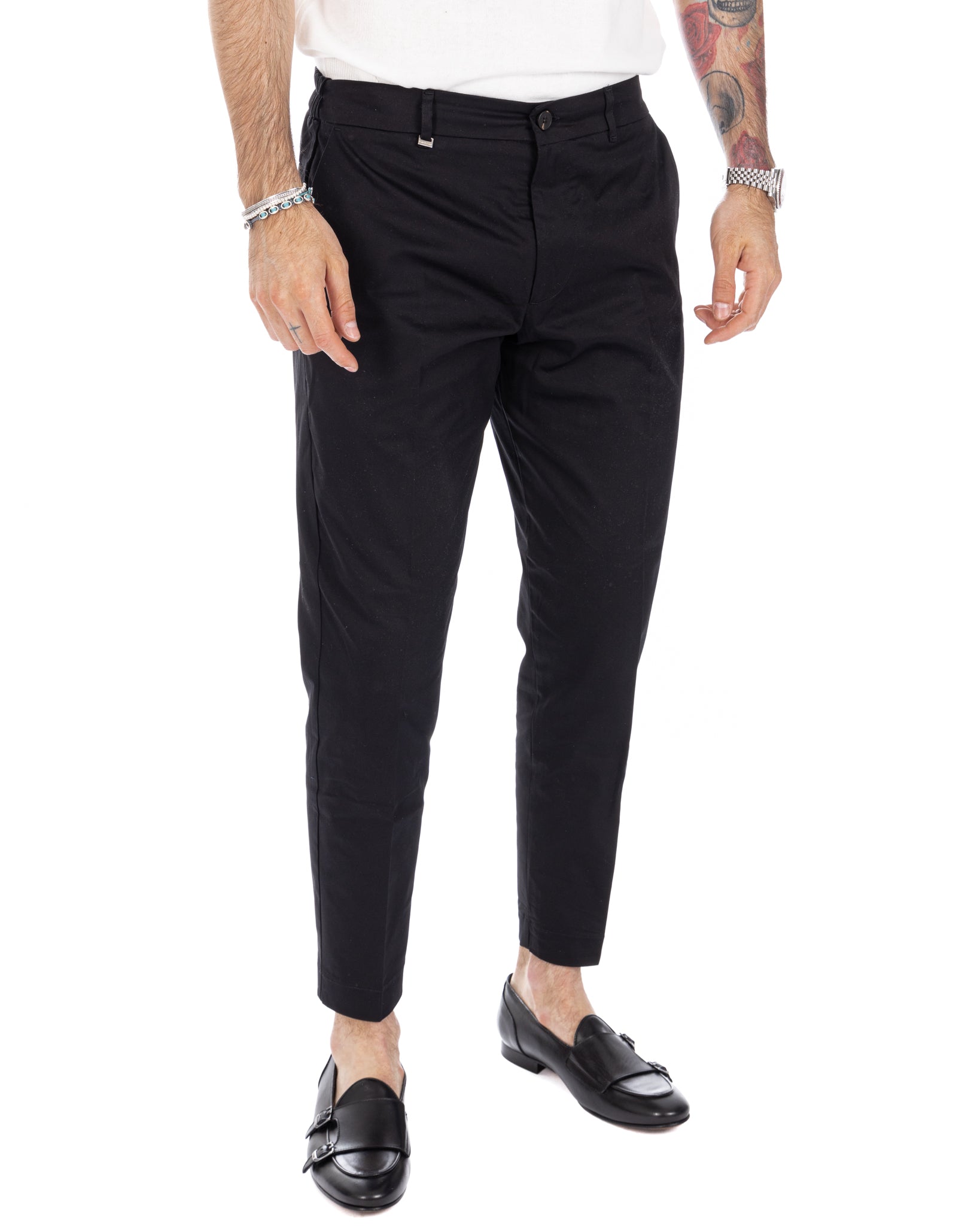 Elder - pantalon capri noir en coton d'été