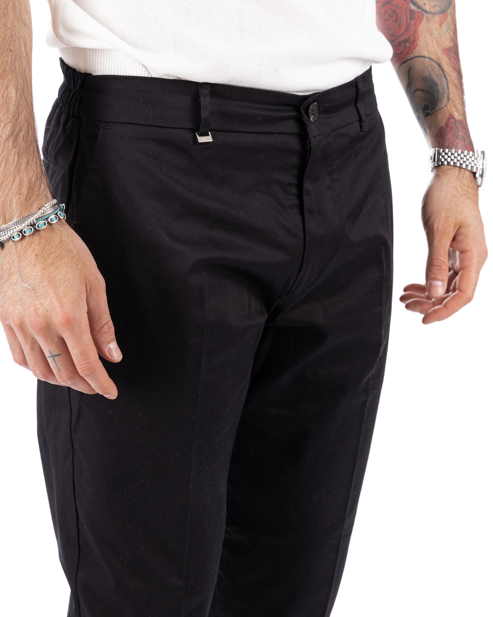 Elder - pantalone capri nero in cotone