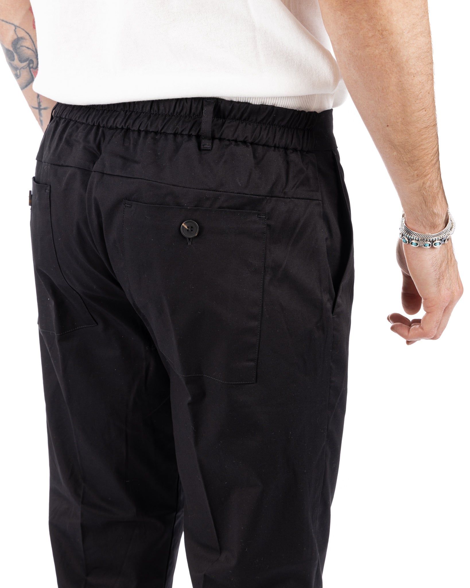 Elder - pantalon capri noir en coton d'été