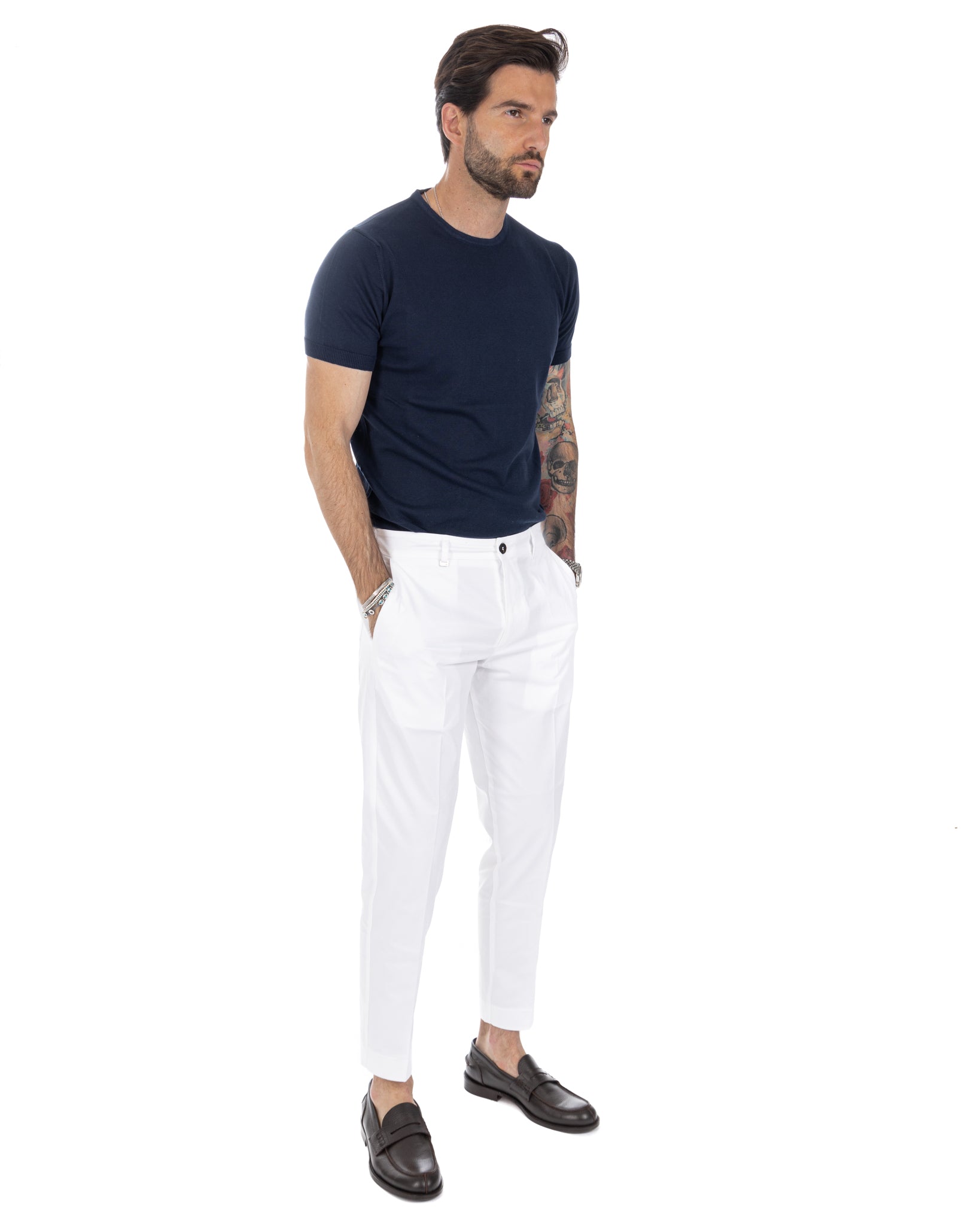 Elder - white capri trousers in summer cotton
