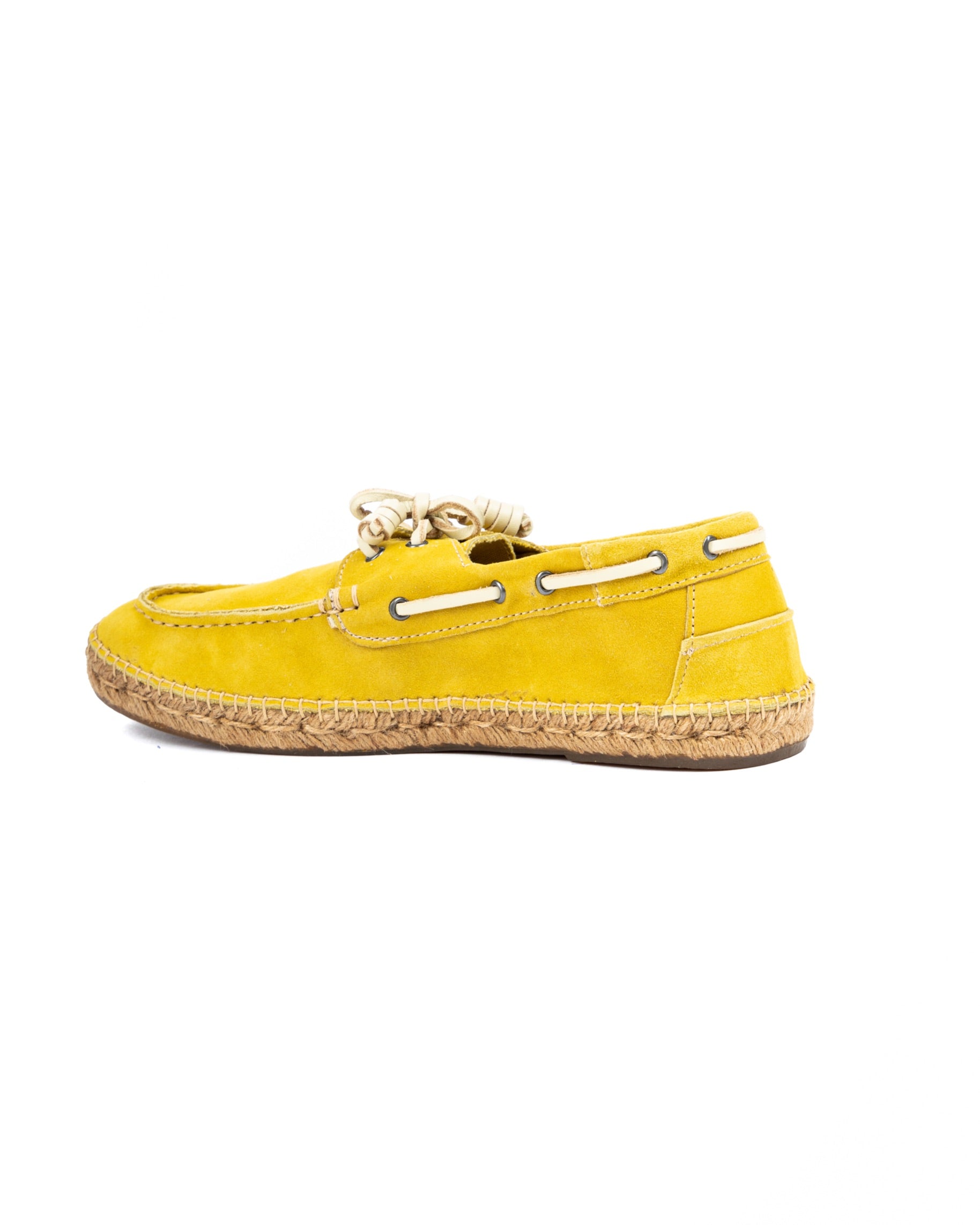 Pompeii - yellow suede boat with rope bottom