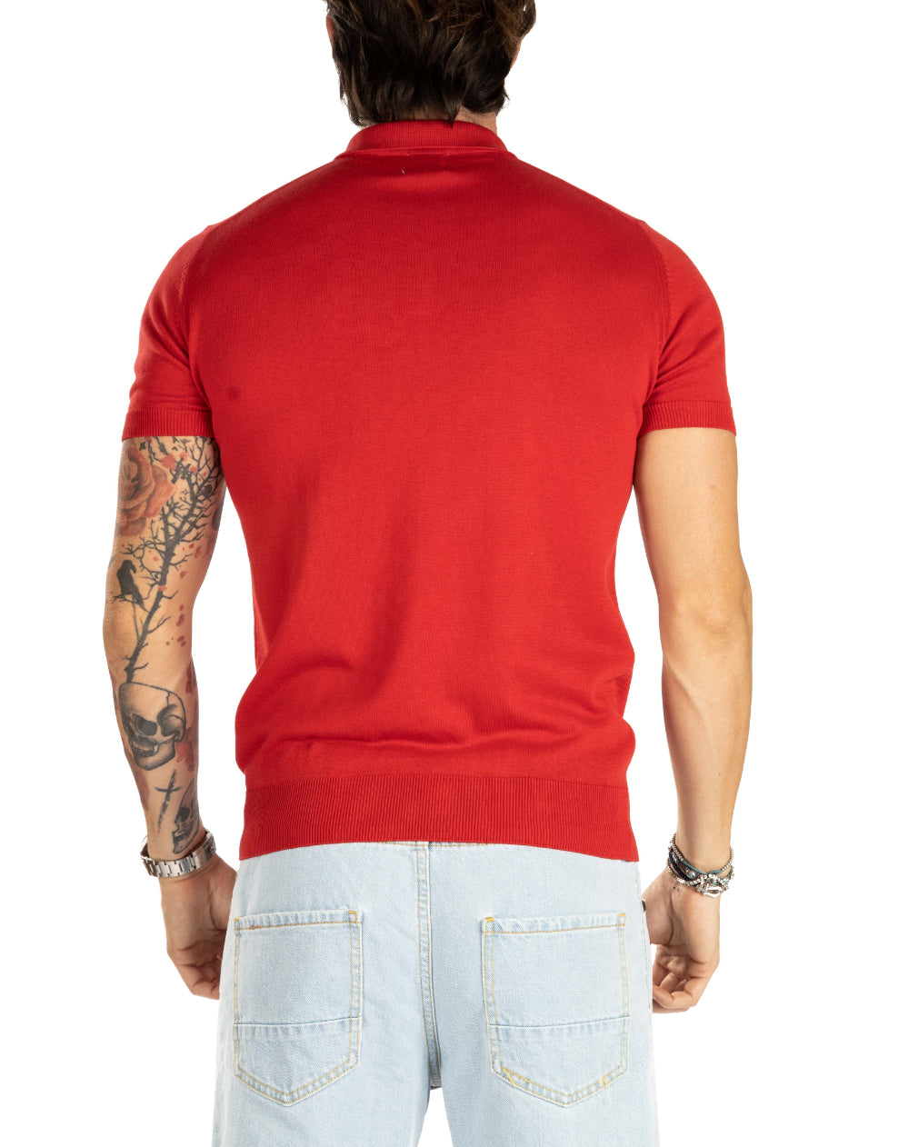 ROGER - RED KNITTED POLO SHIRT