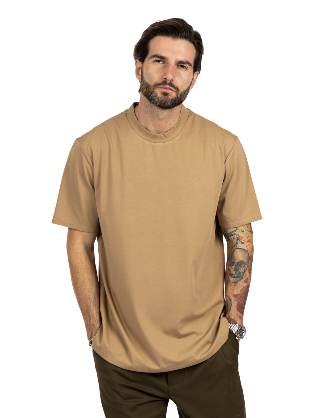 Land - t-shirt beige mezzocollo