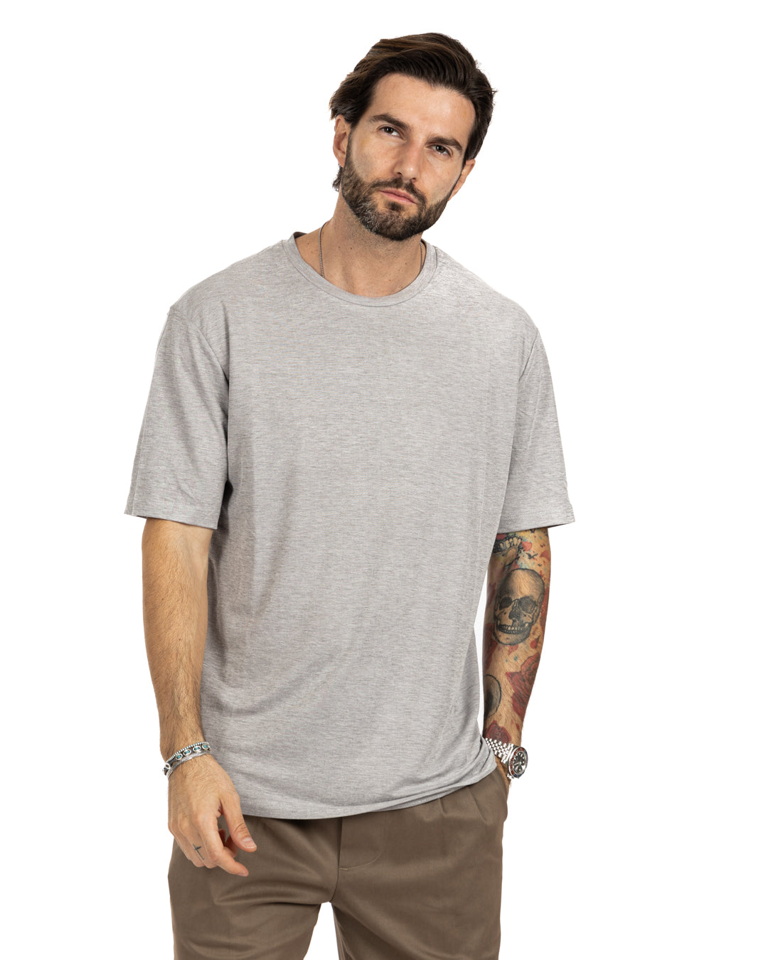 Tee - t-shirt texturé basique gris