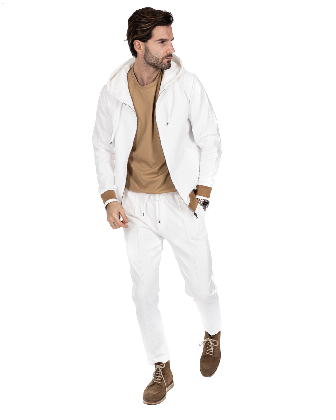 Explorer - Pantalon de survêtement crème en point de Milano