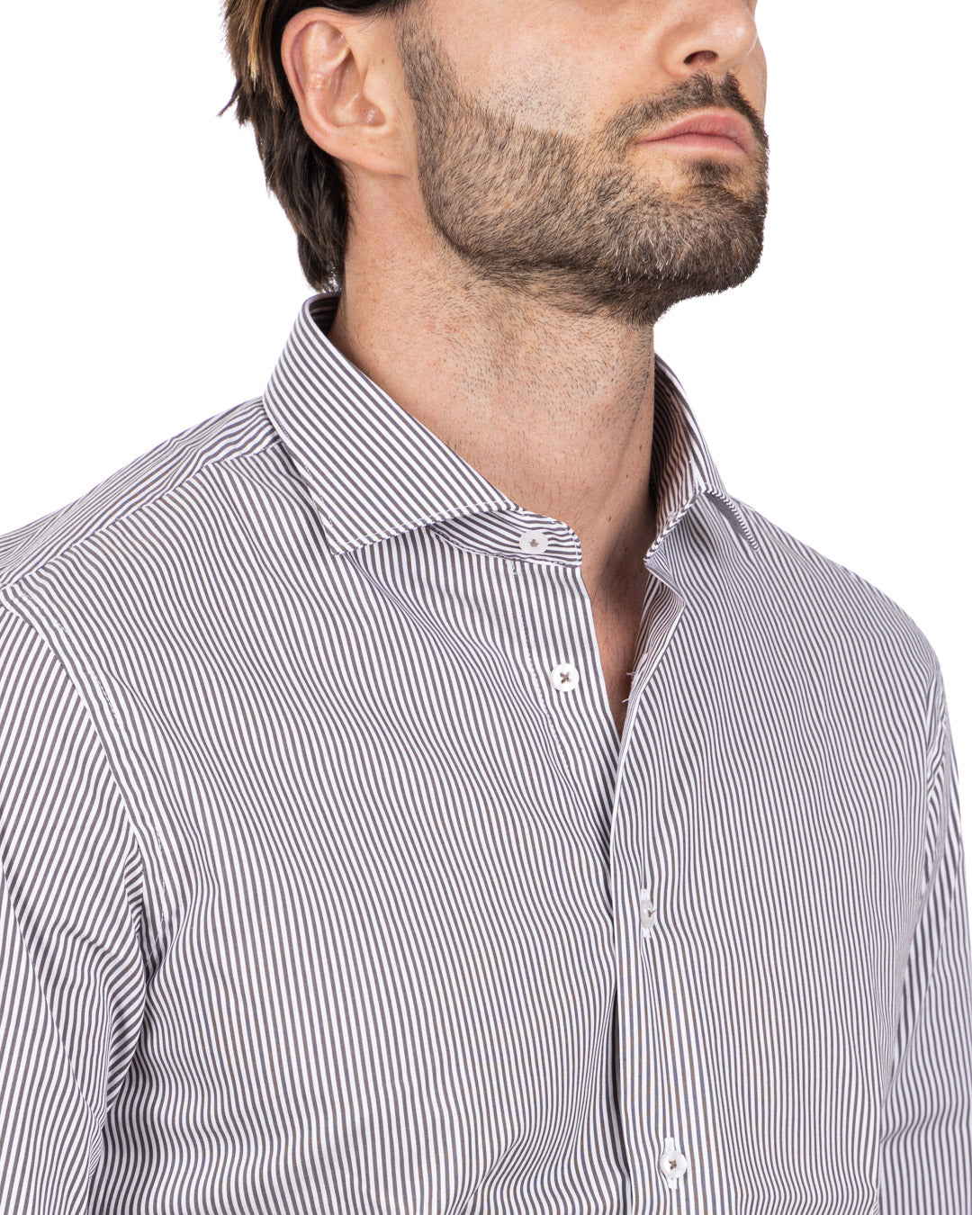 Shirt - classic basic black narrow stripe in cotton