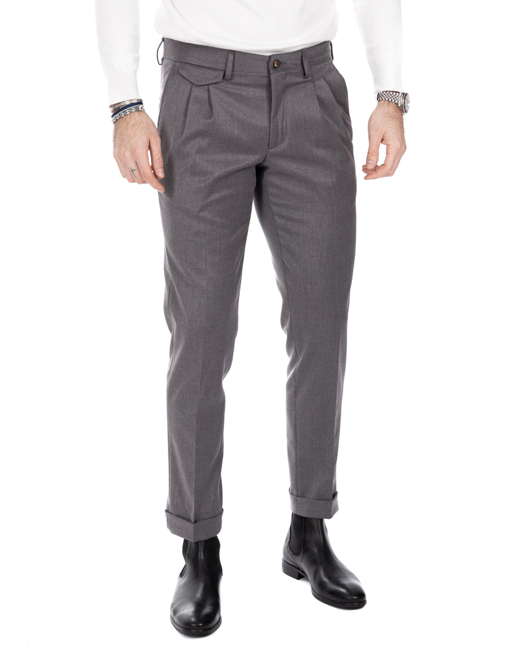 Leo - gray high waisted trousers
