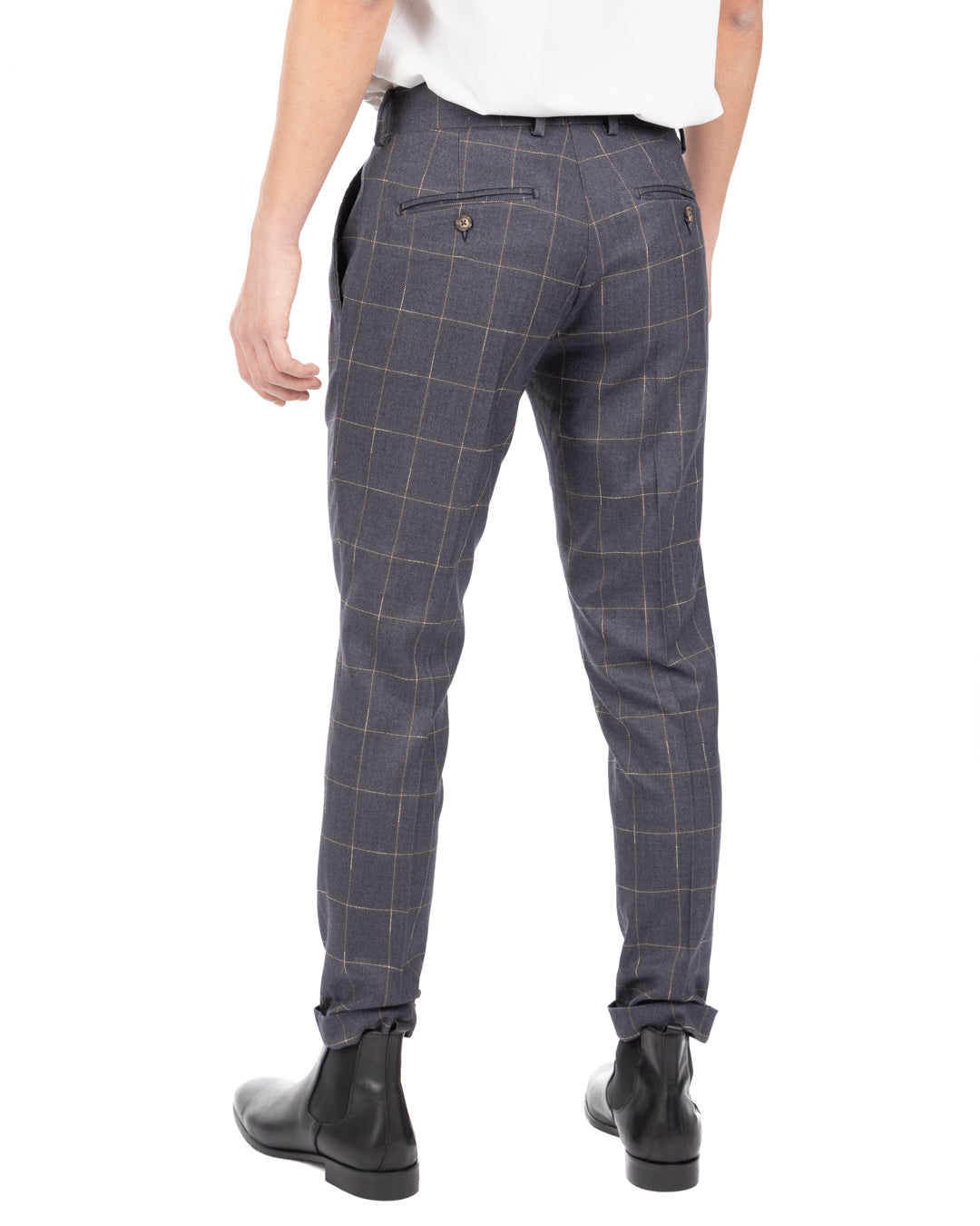 Italian - gray checked high-waisted trousers