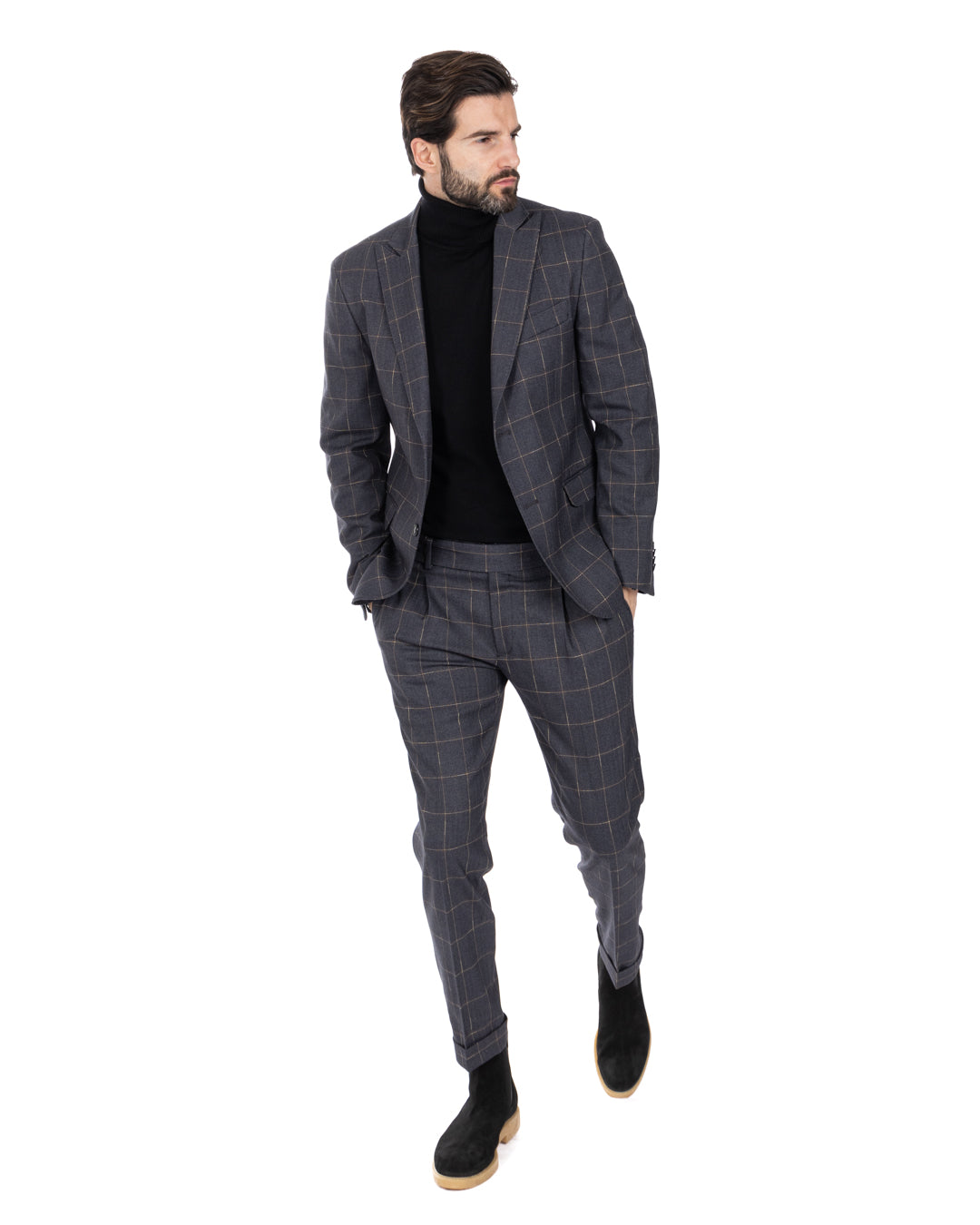 Italian - giacca monopetto quadro grigio