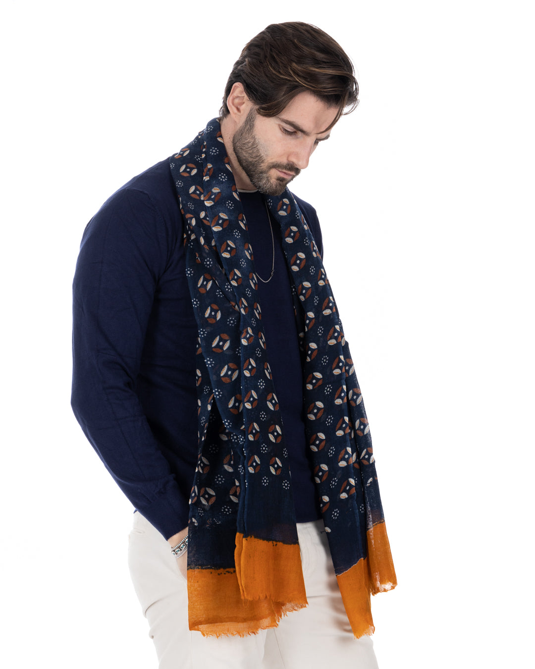 Meknès - écharpe en laine bleue