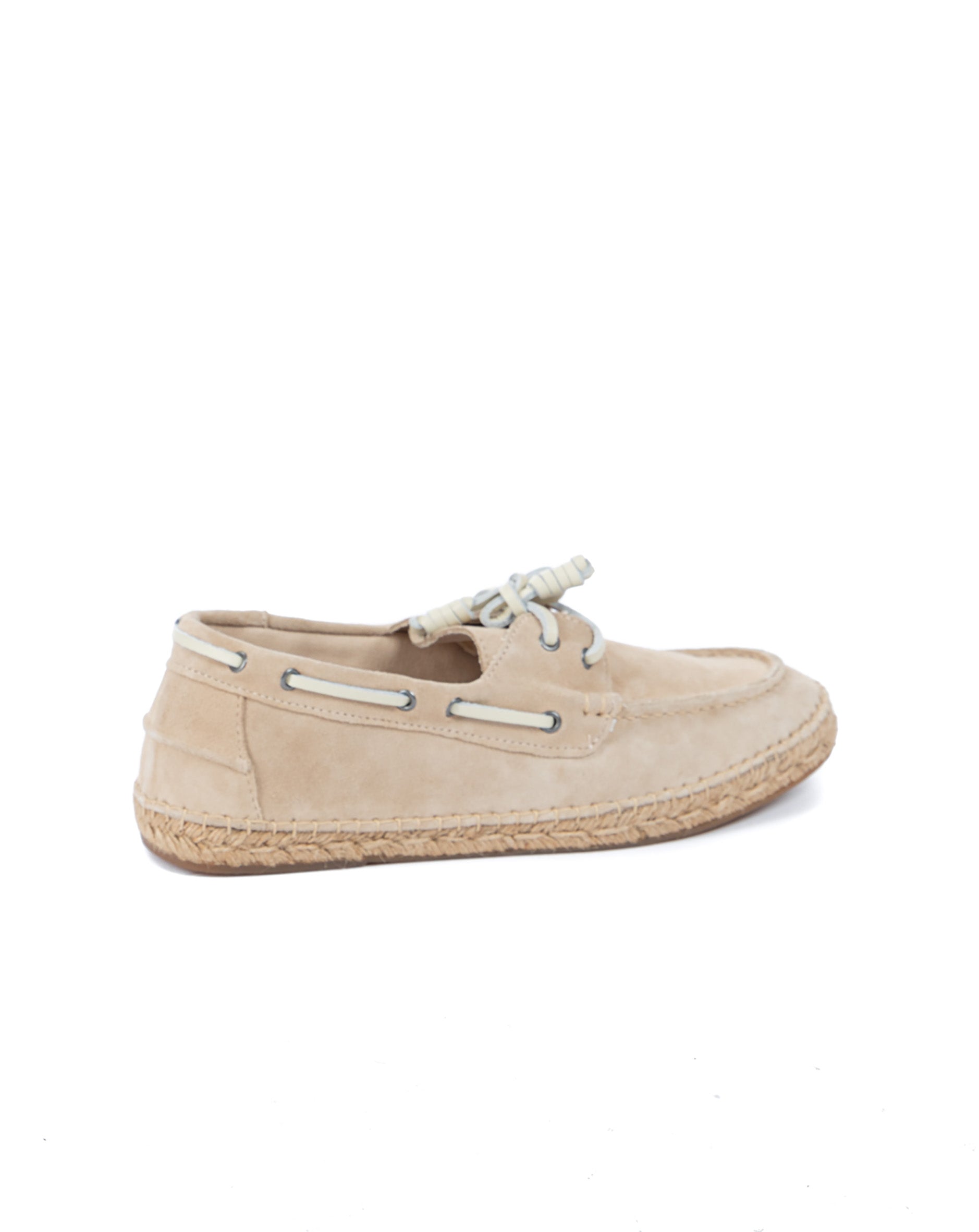 Pompeii - beige suede boat with rope bottom