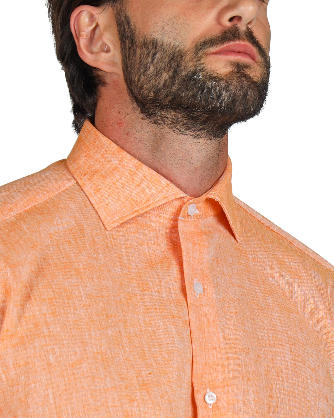 Praiano - Camicia classica arancione in lino