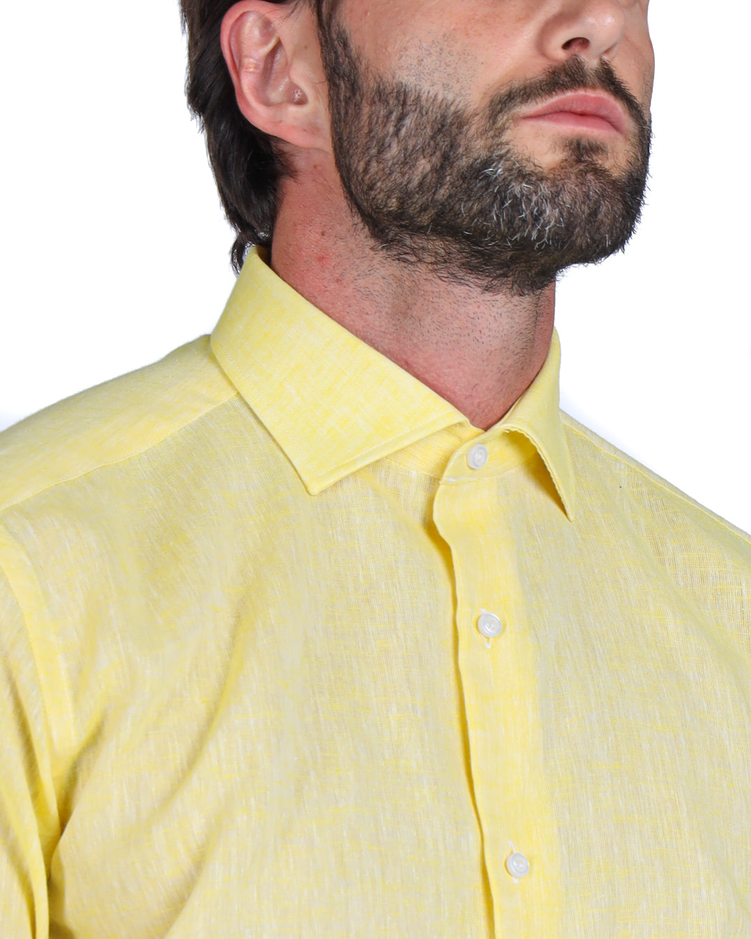 Praiano - Camicia classica gialla in lino