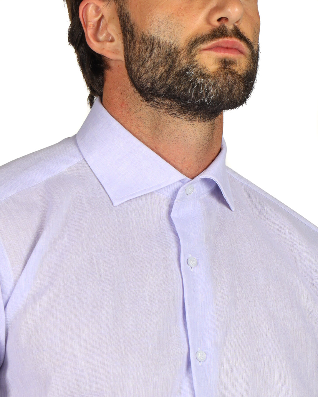 Praiano - Camicia classica lilla in lino