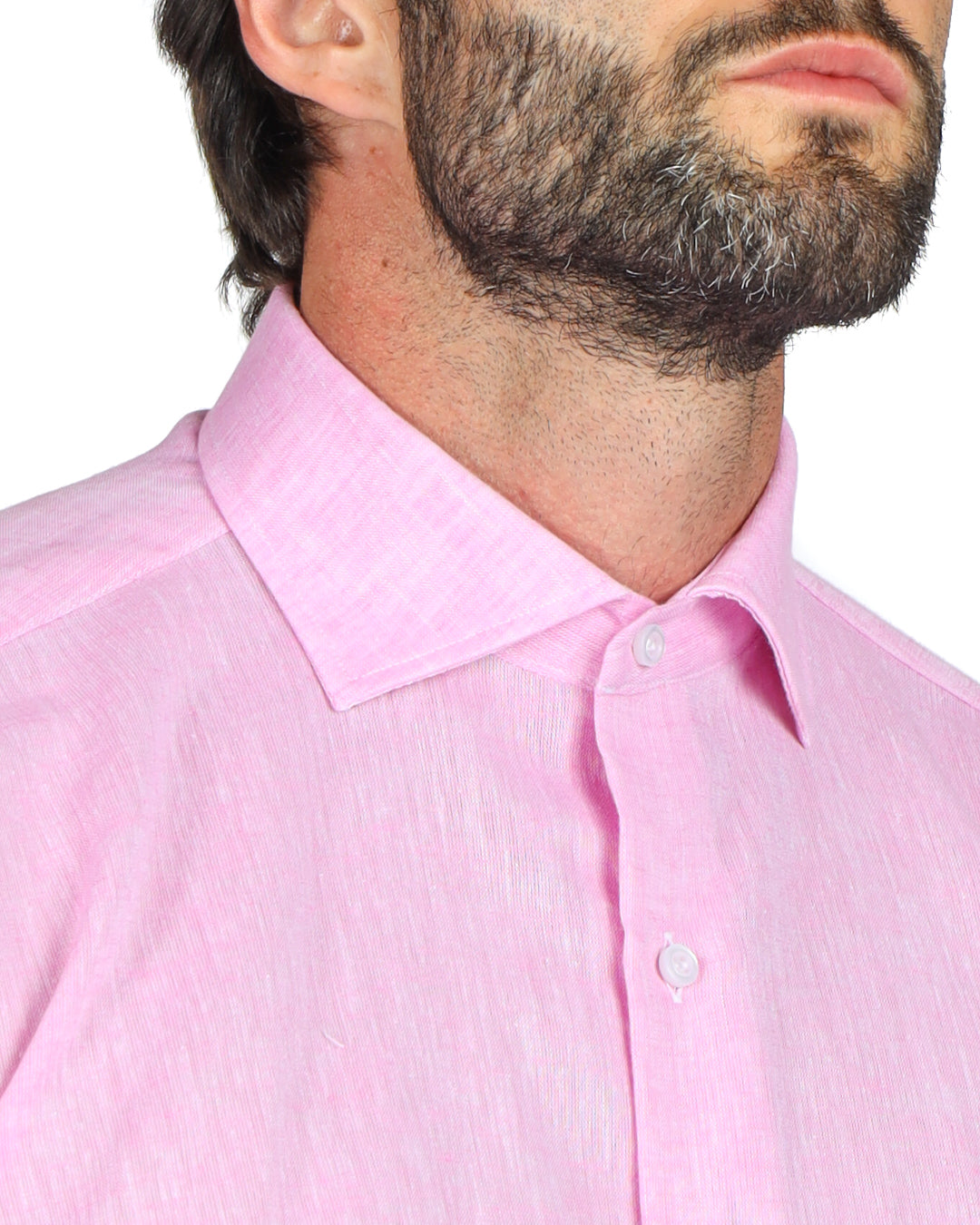 Praiano - Camicia classica rosa in lino