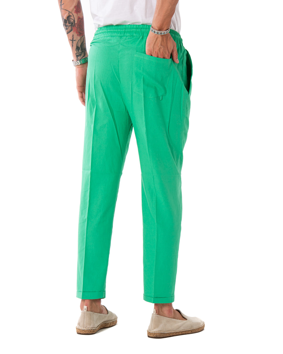 Larry - pantalon en lin vert menthe
